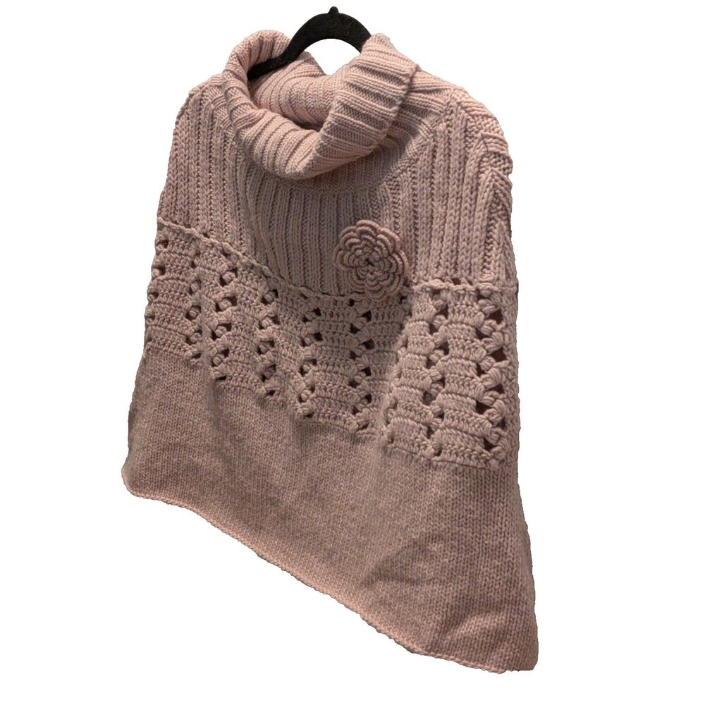 Lord and Taylor Cape Poncho Sweater Dusty Pink Cowl Neck One Size S-L